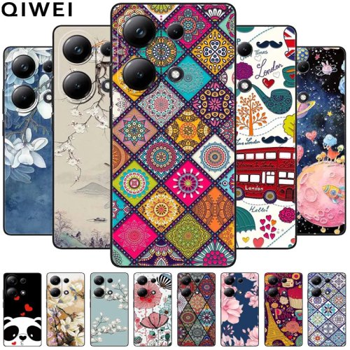 Funda de Silicona Suave con Relieve 3D de Flores para Xiaomi Poco M6 Pro 4G, Cover Trasera Cartoon Bag