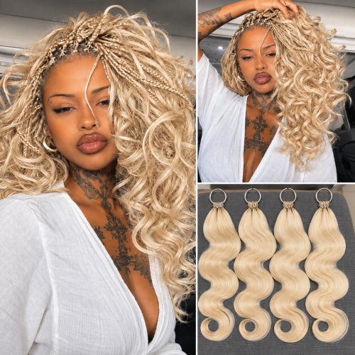 Extensiones de cabello humano rubio 613 body wave crochet braids, virgen remy pre-separado, invisible sin nudos boho, natural para mujeres afroamericanas
