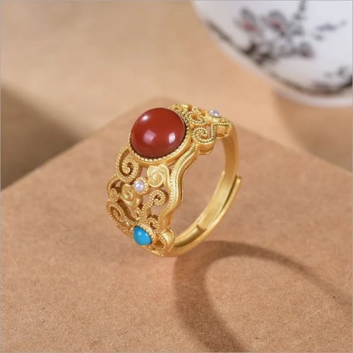 Anel de Jade Natural Vintage – Joia de Luxo Ajustável, Presente Designer para Mulher, Anel da Sorte
