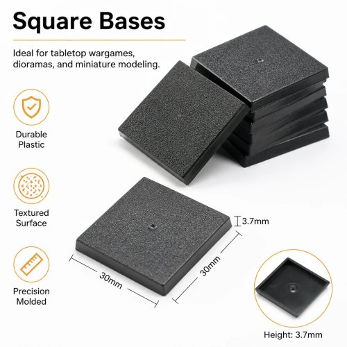 30 mm eckige Bases für Miniaturen & Tabletop-Modelle