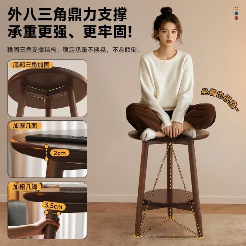 TQH7.2 โต๊ะกาแฟไม้แท้ขนาดเล็ก – โต๊ะข้างกะทัดรัดสำหรับอพาร์ตเมนต์เล็ก ห้องนั่งเล่น โซฟา และระเบียง