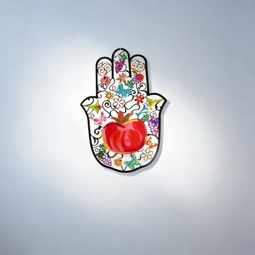 CIFBUY Hiasan Dinding Tangan Hamsa dari Logam – Dekorasi Dinding Besi Tempa Bunga Berwarna, Anti Karat, Mudah Dipasang