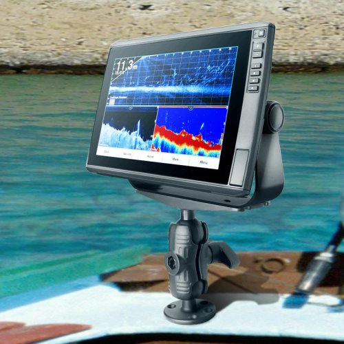Aluminum Fish Finder Mount with 2.25″ Ball and 5.1″ Arm – Saltwater-Resistant Marine Depth Finder Bracket for Garmin, Lowrance, Humminbird
