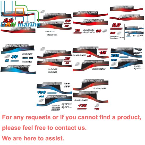 Kit de Decalques para Motor de Barco para Mercury Marine Fora de Borda - Conjunto de Autocolantes para Tampa Superior com Links Personalizados