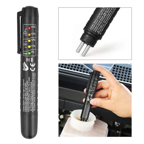 قلم اختبار سائل الفرامل مع شاشة LED – أداة فحص جودة زيت الفرامل للسيارات