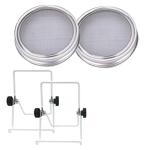 Nắp hũ Mason miệng rộng bằng thép không gỉ, dùng cho ngâm chua và ủ mầm hạt bông cải xanh, đậu lăng – 1 bộ