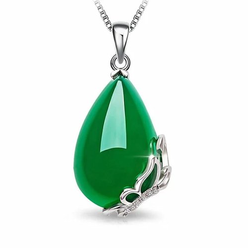 Natuurlijke Hetian Jade Waterdruppel Hanger Ketting - Geluksbrenger Amulet voor Vrouwen, Chinese Mode Sieraden Cadeau