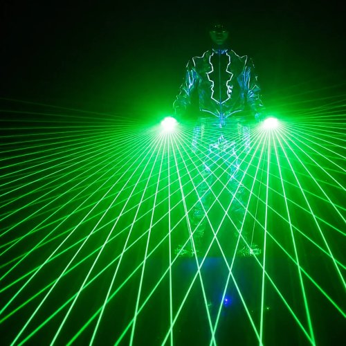 Green Gypsophila Laser Beam LED Stage Gloves, Luminous Costumes, Dance Performance, New, 532nm, 4Pcs
