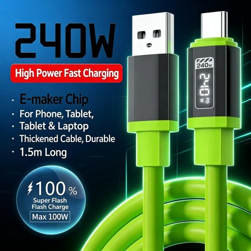 Kabel do szybkiego ładowania USB-C 240W PD, kabel do synchronizacji danych USB A na Typ-C o wysokiej prędkości dla iPhone Samsung Huawei Xiaomi OnePlus