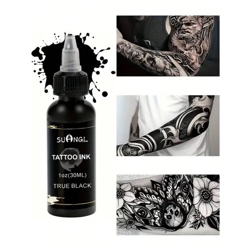 SUANGL プロフェッショナル 黒 タトゥーインク 高彩度 防水 永久 顔料 30ml タトゥースタジオ用 タトゥーアクセサリー