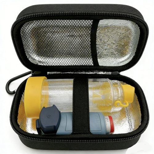 1pc Asthma Inhaler Travel Case, Portable Nebulizer Case/Bag, Inhaler Holder Case Only, Black
