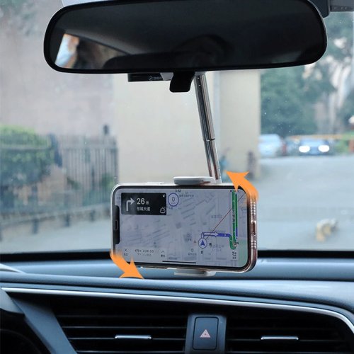 Soporte para celular plegable para espejo retrovisor – base ajustable para GPS y navegación para iPhone 12