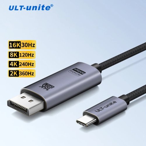 Кабель USB C – DisplayPort 2.1 16K, 8K 120 Гц 4K 240 Гц, адаптер Type-C – DP для MacBook Pro/Air, Dell, HP, Lenovo
