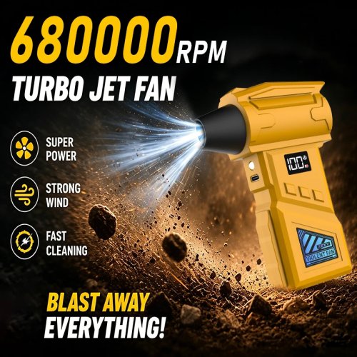 680000 RPM turbo mini-jetfan draadloze handstofzuiger & luchtduster 2-in-1, krachtige borstelloze blower voor auto, huis en toetsenbord