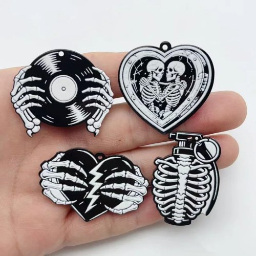10 Pendientes Halloween Oscuros - Calavera, Fantasma Arcoíris, Mariposa, Accesorios de Joyería DIY