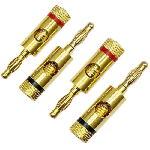 2Pcs Gold-Plated Banana Plugs for Speaker Wire, Pro Audio Speaker Cable Connectors