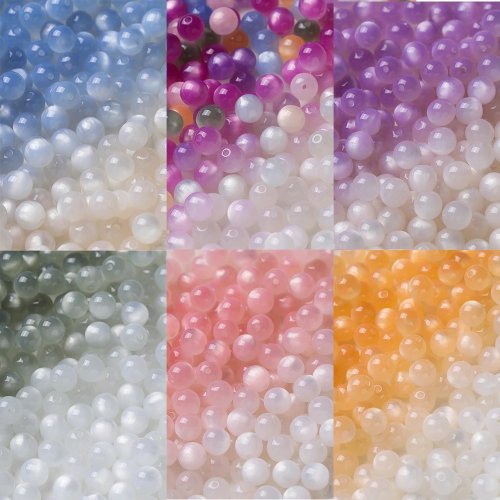 10 pièces Perles en Résine Rondes 8/10/12mm Changeant de Couleur aux UV Intercalaires pour DIY Collier Bracelet Boucles d'Oreilles Création de Bijoux