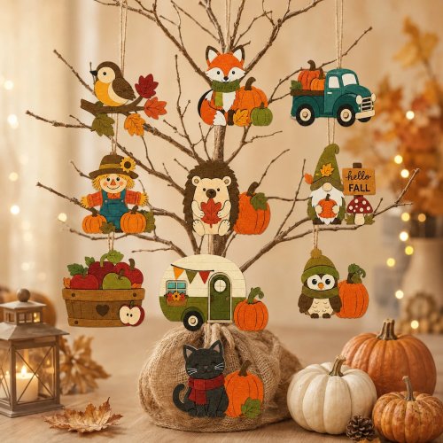Filcowe Ozdoby Wiszące Jesień, Dekoracje DIY Halloween, Dekoracje Domowe