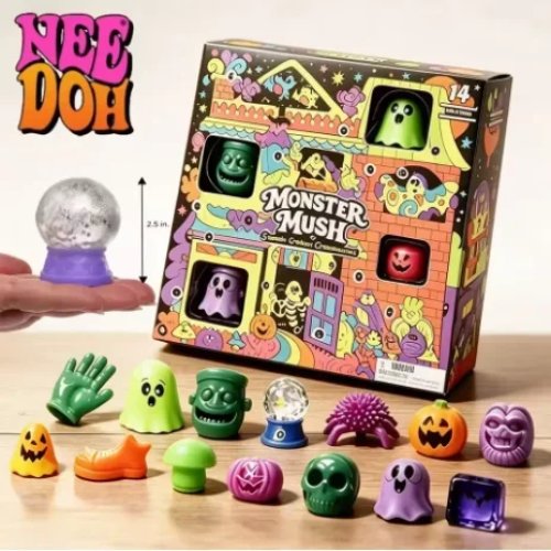 Calendário do Advento de Halloween NeeDoh – Funky Frights Spooky Squishy Anti-stress, Caixa Presente Surpresa de 13 Dias