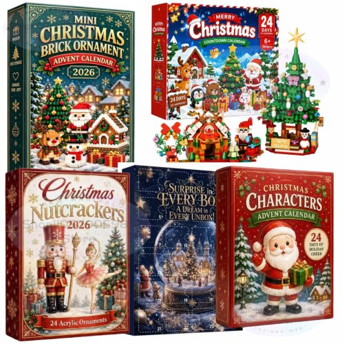 24-Day Mini Christmas Brick Ornament Advent Calendar, Unique Designs, Buildable Bricks, Hanging Loops Included, Holiday Countdown