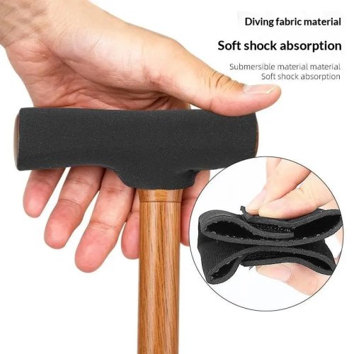 Funda ajustable para mango de muleta, suave, antideslizante, amortiguadora de impactos, 1 pieza, almohadilla de agarre para bastón para adultos mayores, uso en exteriores y senderismo