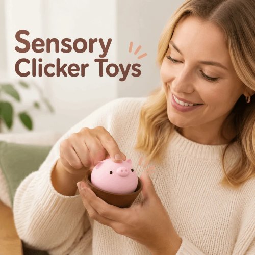 3D-geprinte Varken Clicker Sleutelhanger – Schattige Kawaii Fidget Knop, Stressverlichting