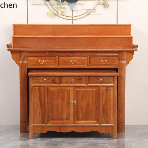 Bàn thờ Phật bằng gỗ tự nhiên cho gia đình, tủ hương và bàn cúng, bàn thờ Quan Công 3 tầng