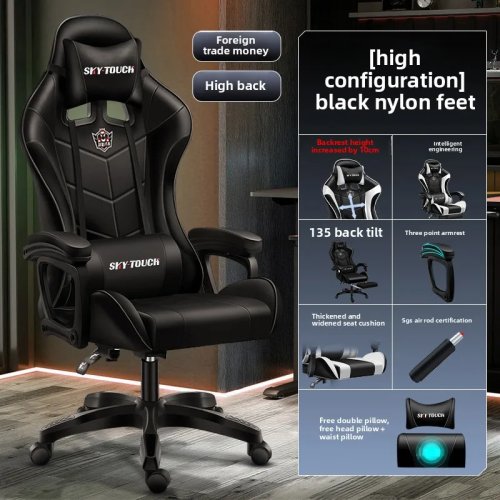 Ergonomic Gaming Chair with Massage, Reclining & Swivel – Comfortable Computer Chair for Students & Dorm Rooms