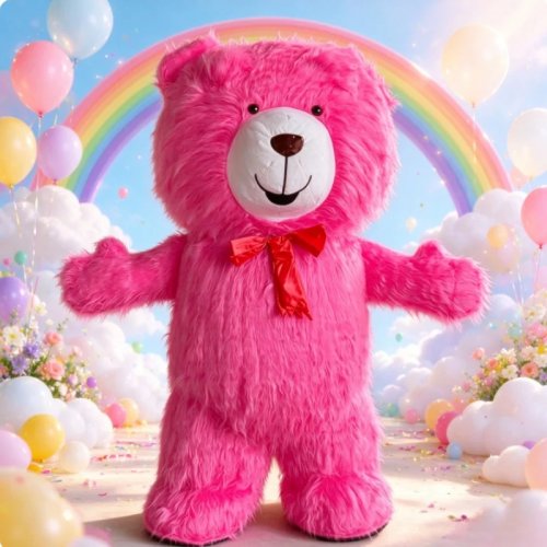 Cute Rose Red Teddy Bear Mascot Costume Adult Wearable Fancy Dress Halloween Carnival Comic Con Role Play Outfit