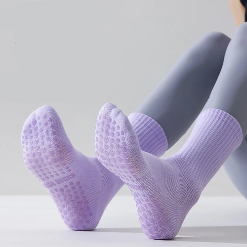 Calcetines de Yoga para Mujer de Alta Calidad - Coloridos, Antideslizantes, Transpirables, de Algodón para Pilates, Ejercicio, Deporte Indoor