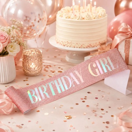 Szarfa Królowej Urodzin dla Kobiet – Błyszcząca Szarfa Imprezowa, Holograficzny Pasek na Ramię Birthday Girl do Dekoracji Urodzinowej, 1 szt.