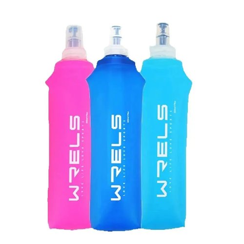 WRELS Fahrrad Trinkflasche Auslaufsicher Langlebig Soft Flask Hoher Durchfluss Sport Trinkblase BPA-frei Tragbar TPU Faltbare Trinkflasche