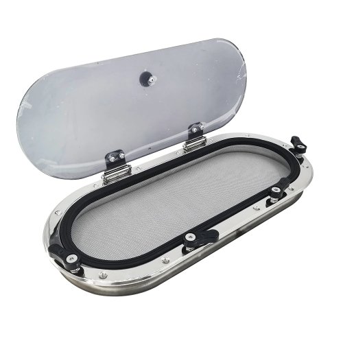 Marine Boot Bullauge 22x9,8 Zoll Innenöffnung wasserdicht Edelstahl Luken-Portlight für Boot/Yacht/Wohnmobil