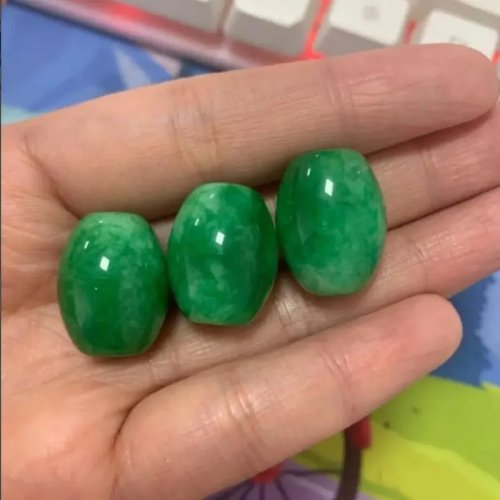 10Pcs 20mm Green Jade Round Beads DIY Bangle Charms Hand-Carved Lucky Amulet Jewelry Gifts