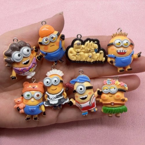 10pcs Cute Cartoon Resin Charms for DIY Crafts, Cream Glue Handmade Accessories Pendant
