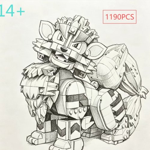 طقم بناء Fire Wind Beast 1190 قطعة – لعبة تجميعية للبالغين، ديكور مكتب، هدية عيد الميلاد