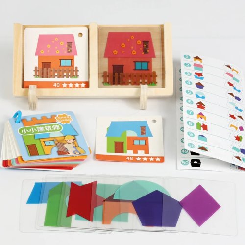 Puzzle Logico Design Casa Montessori – Forme Geometriche Creative, Immaginazione Spaziale, Gioco di Pensiero Educativo per Bambini, Regalo