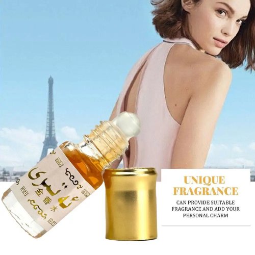 Óleo perfumado para o corpo estilo árabe em forma de bola dourada, fragrância oriental duradoura e complexa