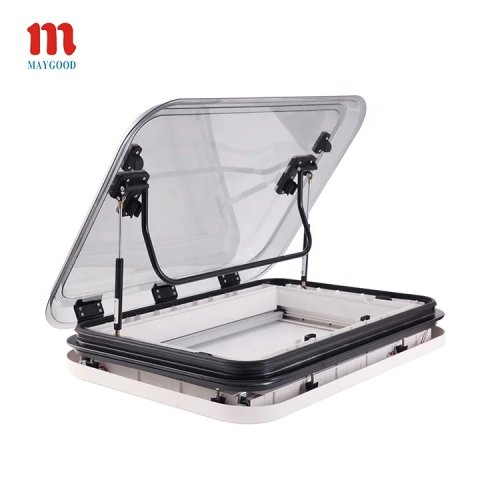 Top Quality 960x650mm Cut-out RV Skylight with One-Piece Molded ABS Inner Frame and LED Light for Caravan, Motorhome, Camper