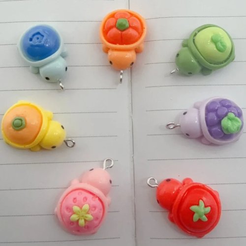 10個セット レジン製 クリエイティブ フルーツ・カメ・動物 モチーフ ペンダント DIY イヤリング キーホルダー アクセサリー