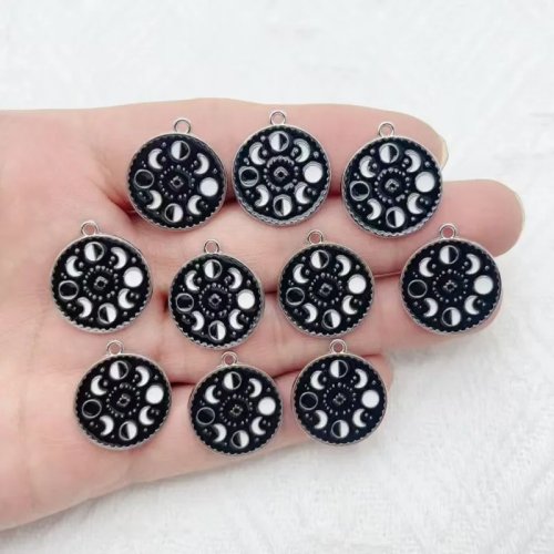 10 Stück Mond-Stern-Mondphasen-Anhänger DIY handgemachte Accessoires aus Legierung Schlüsselanhänger Halskette Ohrringe
