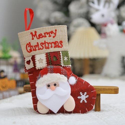 Sacchetti regalo di Natale, Calze di Natale, Decorazioni natalizie da appendere al camino o all'albero - Pupazzo di neve e Babbo Natale