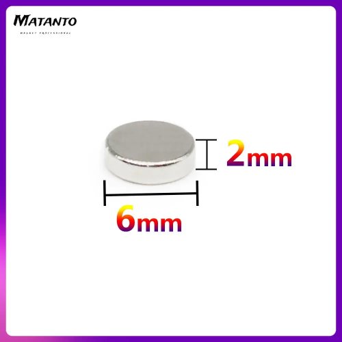50/100/200/300/500/1000개 6x2mm 미니 원형 자석 냉장고, 사무실, DIY용