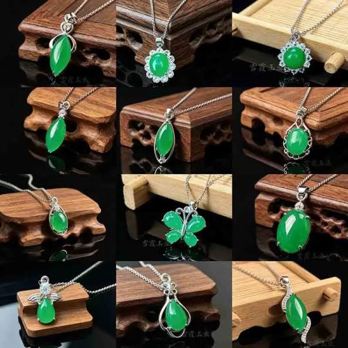 Natürliche Malaysia-Jade Grüner Wassertropfen-Anhänger Halskette für Damen, Geschnitzter Schmuck Geschenk