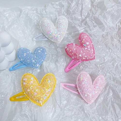 2 uds. Horquillas para niña princesa, color caramelo con lentejuelas, forma de corazón, pasadores y accesorios para el pelo
