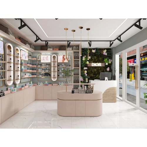Prateleira e Balcão de Exposição de Perfumes LED Moderno e de Luxo com Design de Interior Ecológico para Retalho