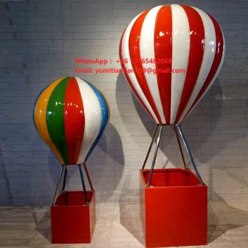 Grande sculpture de montgolfière en fibre de verre personnalisée – Décoration pour fête, parc d'attractions et centre commercial