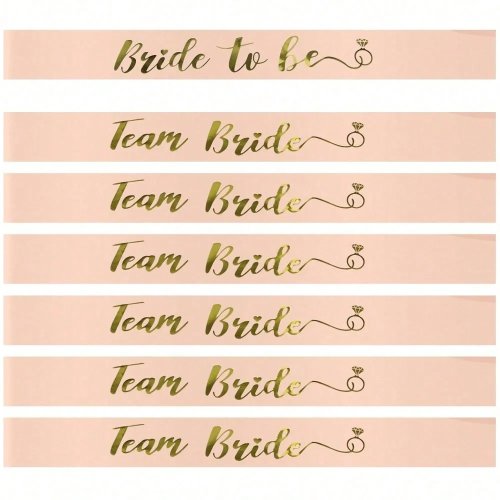 Set di 7 fasce addio al nubilato color oro rosa, fasce decorative per festa della sposa e matrimonio