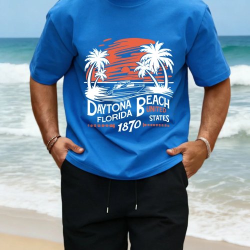 Ensemble t-shirt et short à cordon Daytona Florida 1870 homme, coton ample décontracté