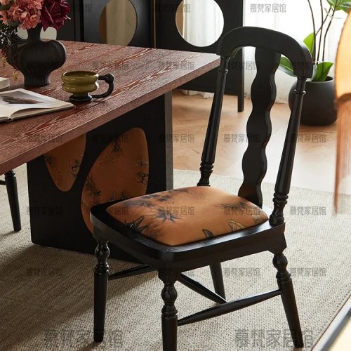 Mesa de Comedor Retro de Madera Maciza, Mesa de Comedor Larga para Casas Pequeñas, Mesa Isla para Sala